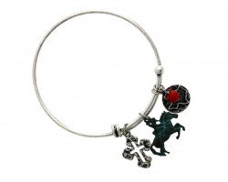 2-Tone Horse Texas Cross Wire Charm Bracelet