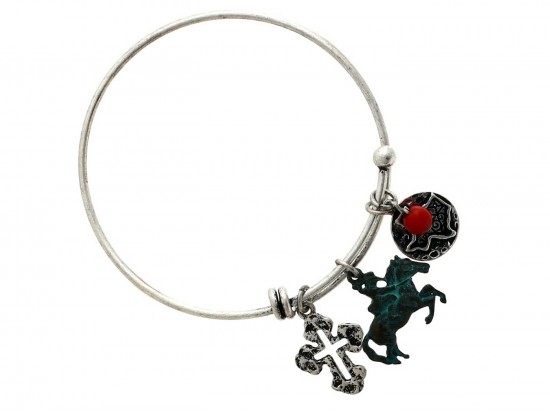 2-Tone Horse Texas Cross Wire Charm Bracelet 2-Tone Horse Texas Cross Wire Charm Bracelet