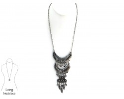 Silver Chain 3 Section Filigree Feather Necklace