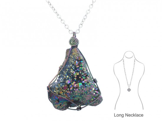 Multi Druzy Quartz Wire Wrap Necklace Multi Druzy Quartz Wire Wrap Necklace