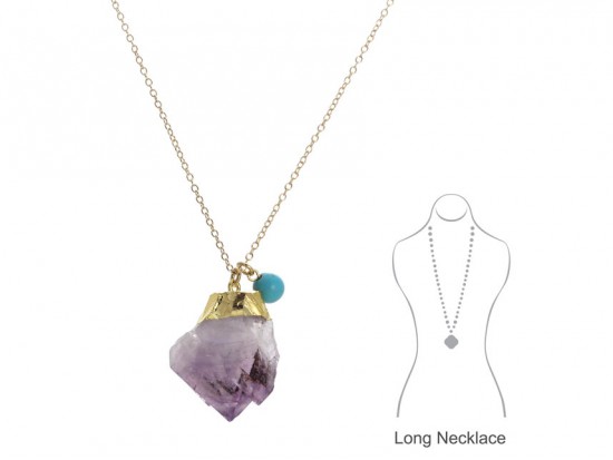 Amethyst Quartz Crystal Gold Chain Necklace Amethyst Quartz Crystal Gold Chain Necklace