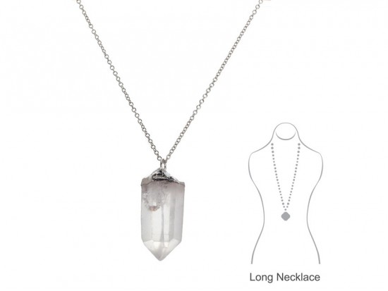 Clear Quartz Crystal Silver Plate Chain Necklace