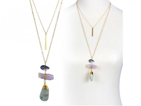 Green Adventurine Amethyst Sodalite Chain Necklace Green Adventurine Amethyst Sodalite Chain Necklace