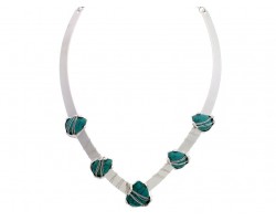 Turquoise 5 Stone V-Neck Choker Necklace