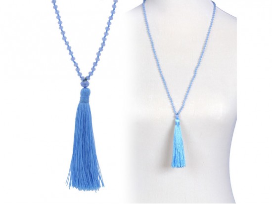 Light Sapphire Crystal Tassel Necklace