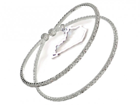 Silver Kentucky 2 Line Clear Crystal Memory Bracelet
