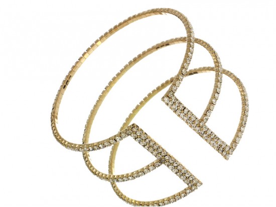 Gold Plated Clear Crystal 3 Row Squared Bracelet Gold Plated Clear Crystal 3 Row Squared Bracelet