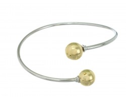 Silver Tube Wire Bangle Bracelet Gold Ends