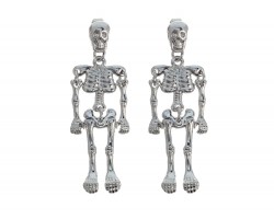 Silver Plate Wiggly Skeleton Ear Jacket Earrings