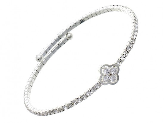 Silver Crystal Rope Quatrefoil Memory Bracelet Silver Crystal Rope Quatrefoil Memory Bracelet