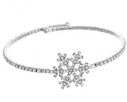 Silver Crystal Snowflake Memory Wire Bracelet Silver Crystal Snowflake Memory Wire Bracelet