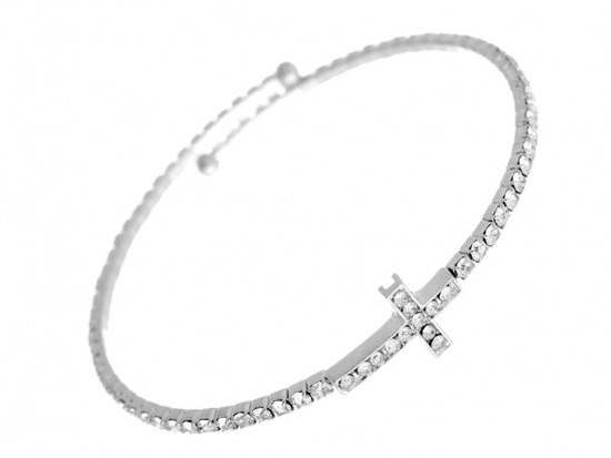 Silver Crystal Cross Wire Bracelet Silver Crystal Cross Wire Bracelet