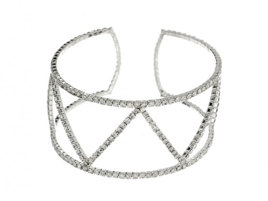 Silver Crystal Chevron Wire Cuff Silver Crystal Chevron Wire Cuff