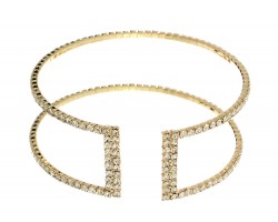 Gold 2 Row Crystal Memory Wire Bracelet