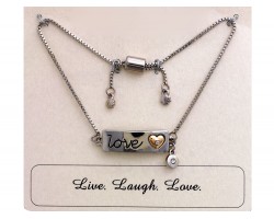 Silver LOVE Heart Crystal Charm Bracelet