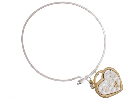 Silver Heart Forever Charm Wire Bracelet Silver Heart Forever Charm Wire Bracelet