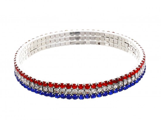 Red White Blue Crystal Stretch Bracelet