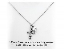 Silver Faith Cross Crystal Chain Necklace