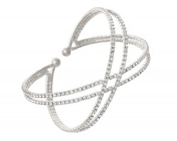 Silver Crystal Double Infinity Memory Wire Bracelet