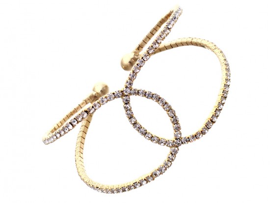 Gold Clear Crystal Channel Memory Wire Bracelet
