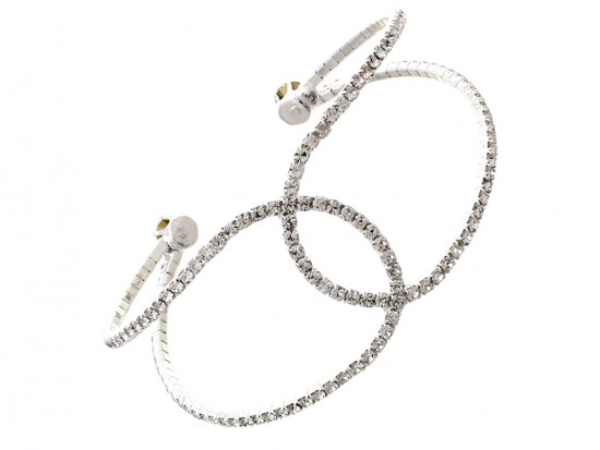 Silver Clear Crystal Channel Memory Wire Bracelet Silver Clear Crystal Channel Memory Wire Bracelet