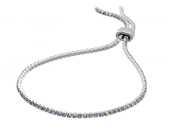 Silver AB Crystal Slide Rope Chain Bracelet