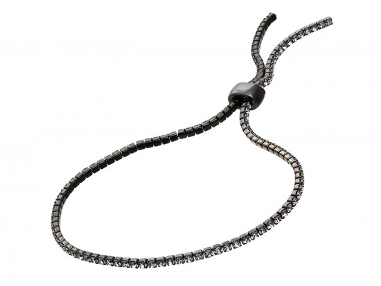 Gunmetal Clear Crystal Slide Rope Chain Bracelet