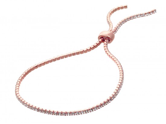 Rose Gold Clear Crystal Slide Rope Chain Bracelet