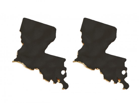 Black Gold Louisiana State Map Hammered Post Earring