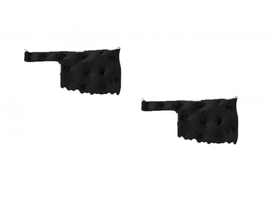 Black Oklahoma State Map Hammered Silver Post Earring