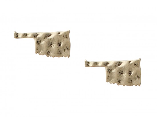 Gold Oklahoma State Map Hammered Post Earring