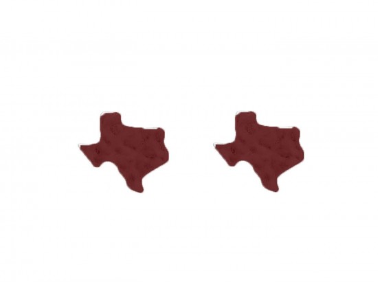 Maroon Texas State Map Hammered Post Earring