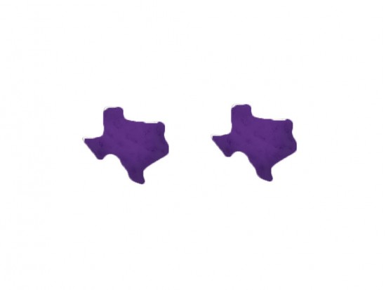 Purple Texas State Map Hammered Post Earring