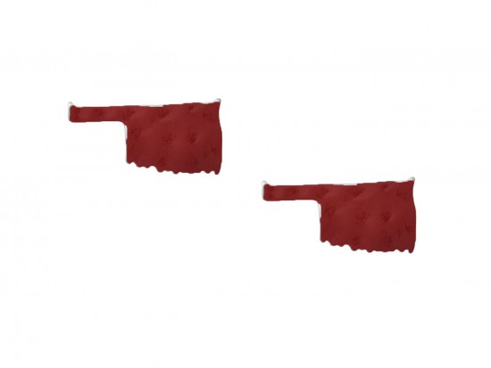 Red Oklahoma State Map Hammered Silver Post Earring