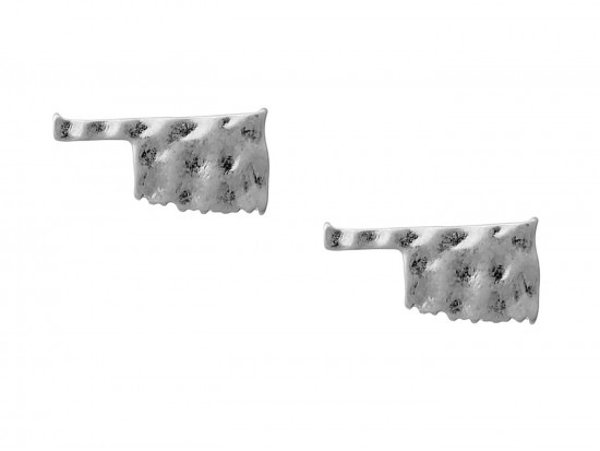 Silver Oklahoma State Map Hammered Post Earring
