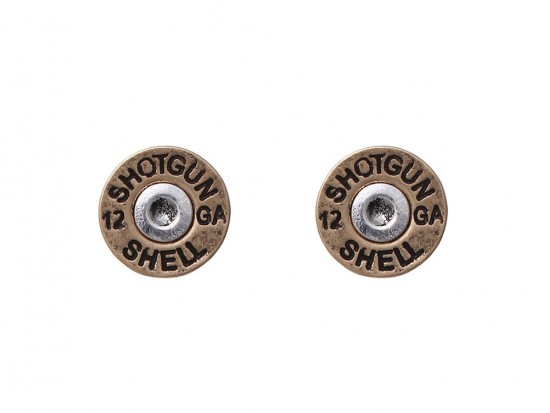 Gold Shotgun Bullet Back Post Earrings