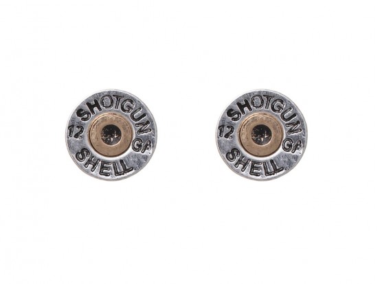 Silver Shotgun Bullet Back Post Earrings