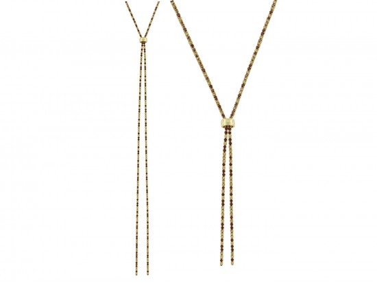 Brown Crystal Rope Chain Lanyard Necklace