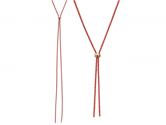 Red Crystal Gold Rope Chain Lanyard Necklace Red Crystal Gold Rope Chain Lanyard Necklace