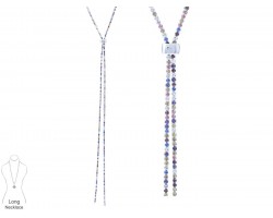 Multi Crystal Silver Chain Lanyard Necklace Multi Crystal Silver Chain Lanyard Necklace