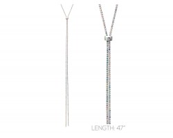 Silver AB Crystal Rope Chain Lanyard Necklace