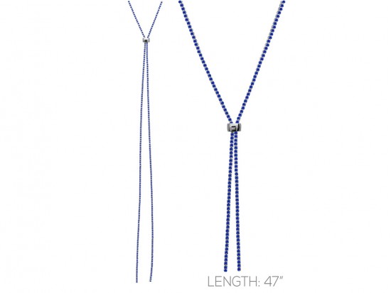 Blue Sapphire Crystal Silver Rope Chain Lanyard Necklace Blue Sapphire Crystal Silver Rope Chain Lanyard Necklace