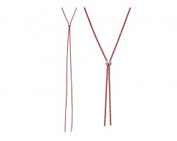 Red Crystal Silver Rope Chain Lanyard Necklace