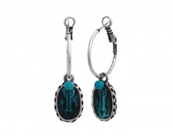 Patina Silver Arrow  Hoop Post Earrings