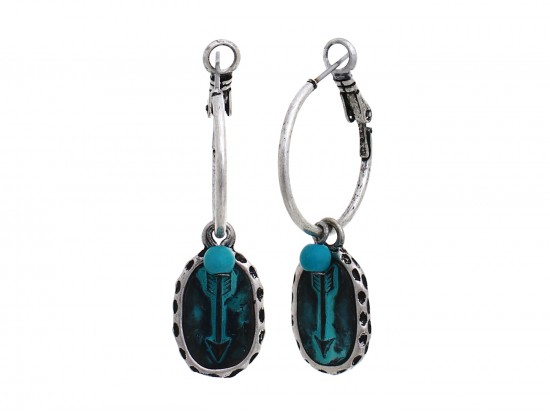 Patina Silver Arrow  Hoop Post Earrings