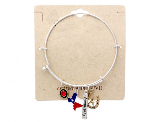 Silver Texas Map Horseshoe Wire Bracelet