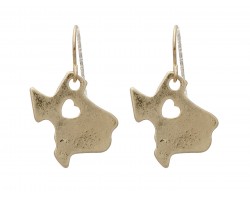 Gold Texas Map Heart Hook Earrings