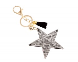 Clear Star Crystal Tassel Puffy Keychain