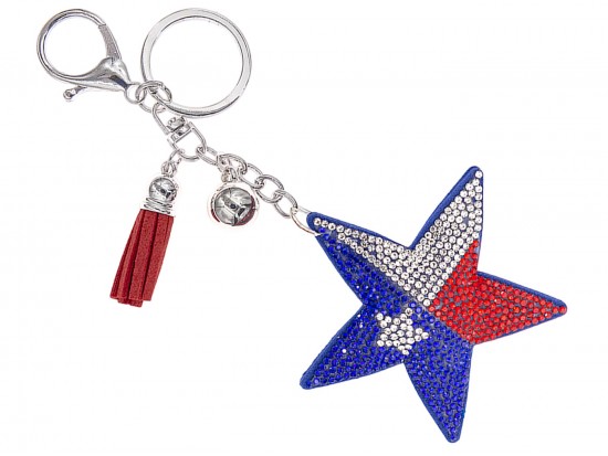 Texas Flag Star Crystal Puffy Keychain