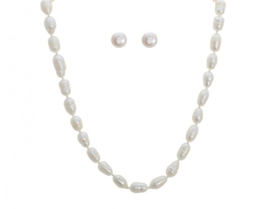 Pearl Freshwater Knotted Necklace Set